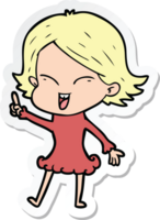 sticker of a happy cartoon girl png