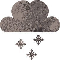 retro illustration style cartoon storm snow cloud png