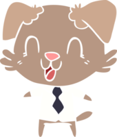 laughing flat color style cartoon dog manager png