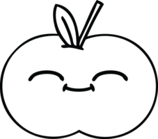 line drawing cartoon red apple png