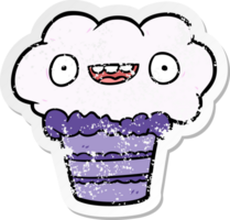 vinheta angustiada de um cupcake de desenho animado png