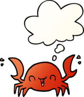 crabe de dessin animé et bulle de pensée dans un style dégradé lisse png