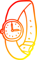 reloj de pulsera de dibujos animados de dibujo de línea de degradado cálido png