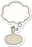 cartoon onion and thought bubble as a printed sticker png