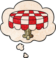 cartoon table and thought bubble in grunge texture pattern style png