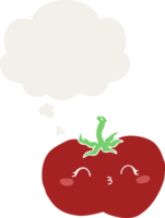 cartoon tomato and thought bubble in retro style png