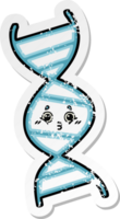 bedrövad klistermärke av en söt tecknad DNA-sträng png