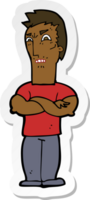 sticker of a cartoon annoyed man with folded arms png
