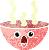 retro illustration style cartoon bowl of hot soup png