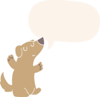 cartoon dog and speech bubble in retro style png
