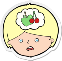 sticker of a cartoon man thinking about healthy eating png