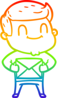 rainbow gradient line drawing cartoon friendly man png