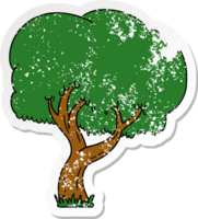 distressed sticker cartoon doodle of a summer tree png