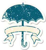 grunge sticker with banner of an umbrella png