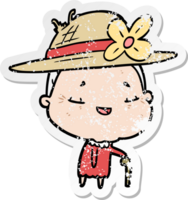 distressed sticker of a cartoon old lady png