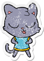 autocollant en détresse d'un chat de dessin animé png