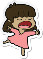 sticker of a cartoon woman talking loudly png