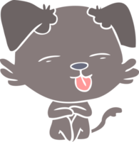 flat color style cartoon dog sticking out tongue png