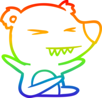 rainbow gradient line drawing angry bear cartoon png