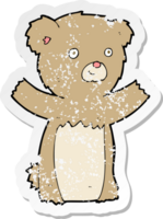 pegatina retro angustiada de un oso de peluche de dibujos animados png