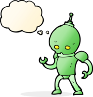 robot extraterrestre de dessin animé avec bulle de pensée png