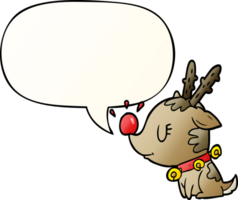 cartoon christmas reindeer and speech bubble in smooth gradient style png