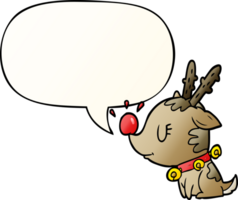 dessin animé renne de noël et bulle de dialogue dans un style dégradé lisse png