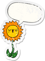 cartoon flower and speech bubble distressed sticker png