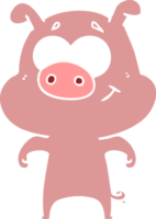 cochon de dessin animé de style plat couleur heureux png