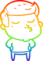 rainbow gradient line drawing cartoon model guy pouting png