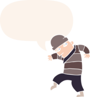 cartoon sneaking thief and speech bubble in retro style png