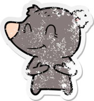 distressed sticker of a friendly bear cartoon png