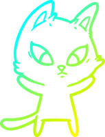 cold gradient line drawing confused cartoon cat png