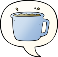 Cartoon-Kaffeetasse und Sprechblase in glattem Farbverlauf png