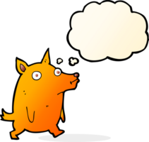 cartoon funny little dog with thought bubble png