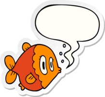 poisson de dessin animé et autocollant de bulle de dialogue png