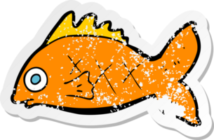 retro distressed sticker of a cartoon fish png