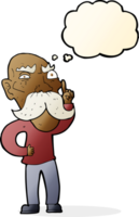 cartoon annoyed old man with thought bubble png