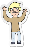 sticker of a cartoon terrified man png