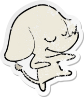 distressed sticker of a cartoon smiling elephant png