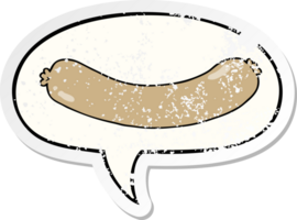 cartoon sausage and speech bubble distressed sticker png