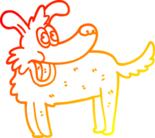 dibujo de línea de gradiente cálido perro feliz de dibujos animados png