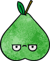 retro grunge texture cartoon green pear png