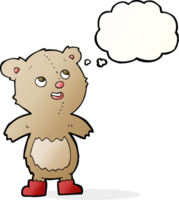 tekenfilm teddy beer met gedachte bubbel png