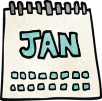 tecknad doodle kalender som visar januari månad png