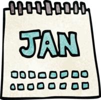 cartoon doodle calendar showing month of january png