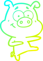 cold gradient line drawing cartoon pig pointing png