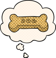 biscuit de chien de dessin animé et bulle de pensée dans le style de la bande dessinée png