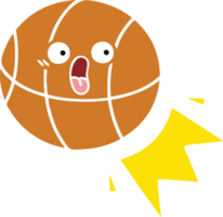 platt färg retro tecknad basket png