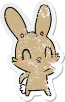 distressed sticker of a cute cartoon rabbit png